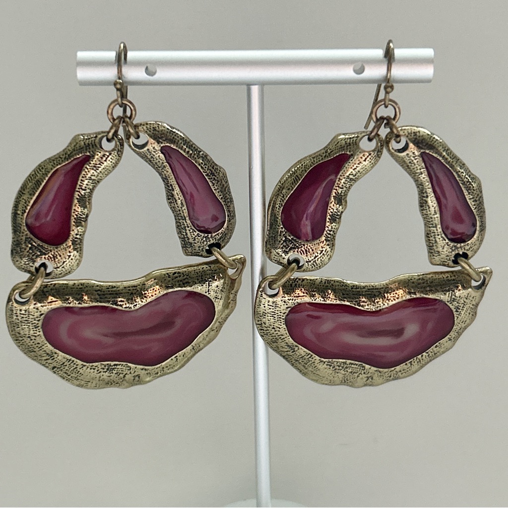 New Bansri Purple Agate Slice Statement Earrings 34$